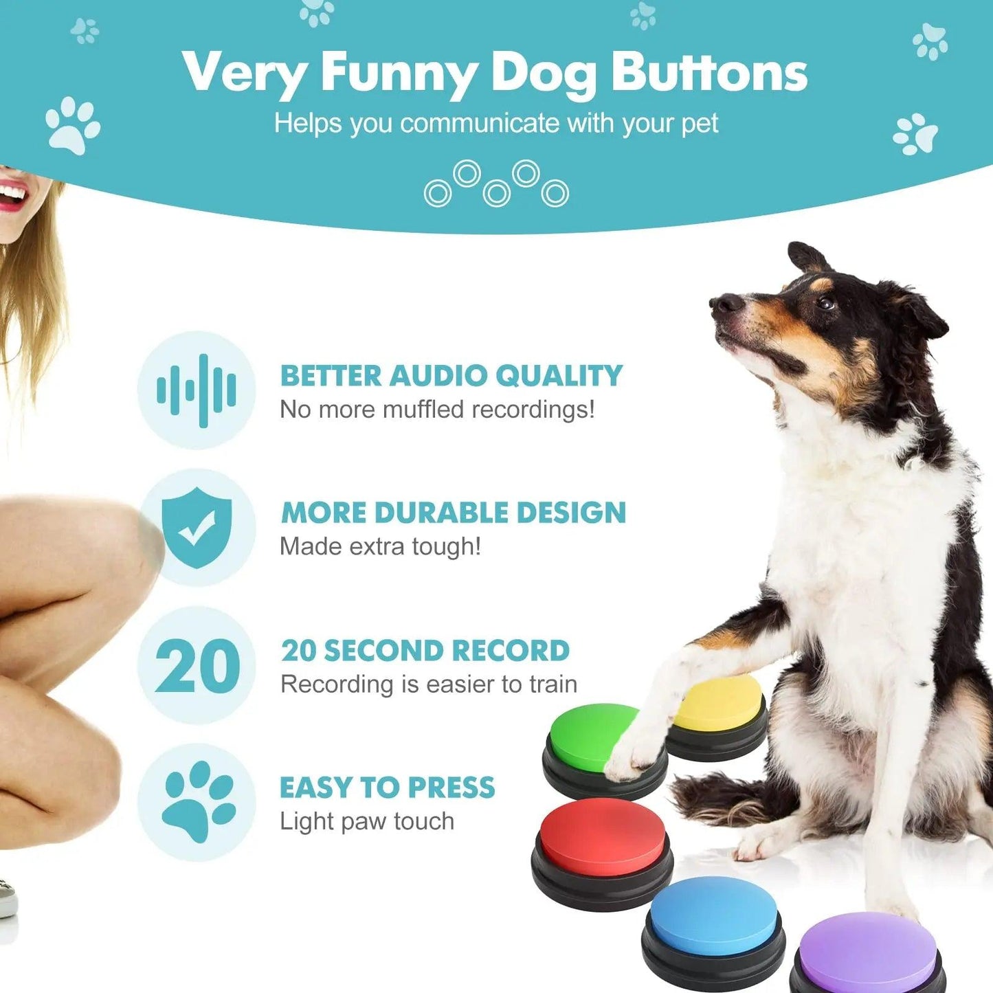 PetSpeak Harmony: Voice Recording Training Buttons for Canine Communication and Intelligent Play